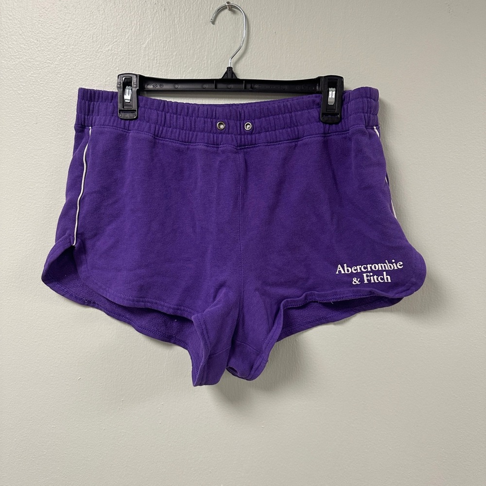 Abercrombie & Fitch‎ Womens Purple Fleece Sweat Shorts XL Embroidered Logo
